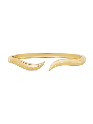 Wavy 14K Yellow Gold & 0.30 TCW Diamond Bangle