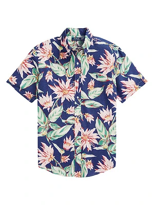 Floral Seersucker Cotton Shirt