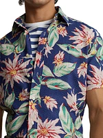 Floral Seersucker Cotton Shirt