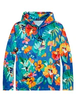 Floral Cotton Hooded Long-Sleeve T-Shirt