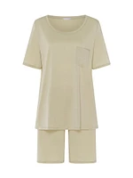 Cotton Deluxe Short-Sleeve Short Pajama Set