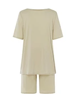 Cotton Deluxe Short-Sleeve Short Pajama Set