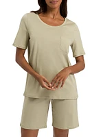 Cotton Deluxe Short-Sleeve Short Pajama Set