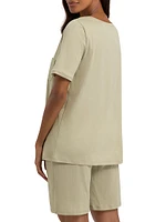 Cotton Deluxe Short-Sleeve Short Pajama Set