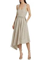 Naomi Asymmetric Linen-Blend Midi-Dress