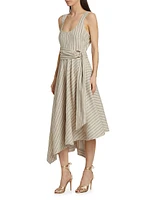 Naomi Asymmetric Linen-Blend Midi-Dress