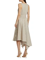 Naomi Asymmetric Linen-Blend Midi-Dress