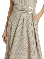 Naomi Asymmetric Linen-Blend Midi-Dress