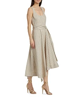 Naomi Asymmetric Linen-Blend Midi-Dress