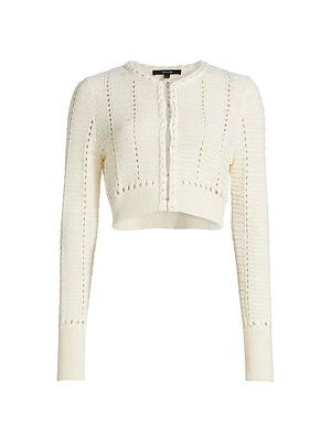 Colette Pointelle-Knit Cotton Cardigan