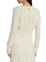 Colette Pointelle-Knit Cotton Cardigan