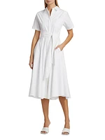 Megan Tie-Waist Cotton Midi-Dress