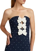 Veronica Pearl Bow Strapless Midi-Dress