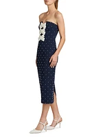 Veronica Pearl Bow Strapless Midi-Dress