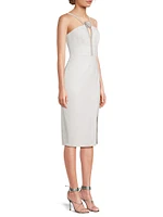 Embellished Twill Halterneck Midi-Dress