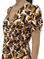 Affine Floral Silk V-Neck Dress