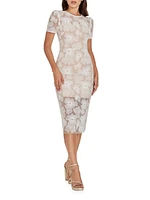 Lia Floral Puff-Sleeve Midi-Dress