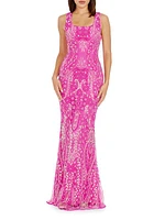 Tyra Sequin-Embellished Mermaid Gown