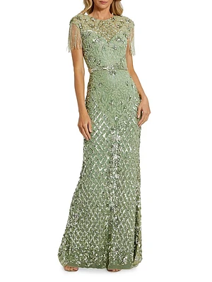 Beaded Fringe Gown