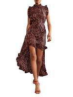 Ruffled Silk High-Low Dress