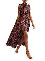 Ruffled Silk High-Low Dress
