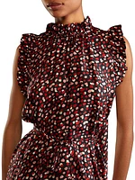 Ruffled Silk High-Low Dress