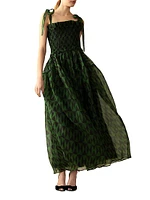 Smocked Tie-Strap Maxi Dress