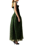 Smocked Tie-Strap Maxi Dress