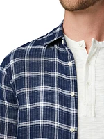 Oliver Plaid Cotton-Linen Shirt