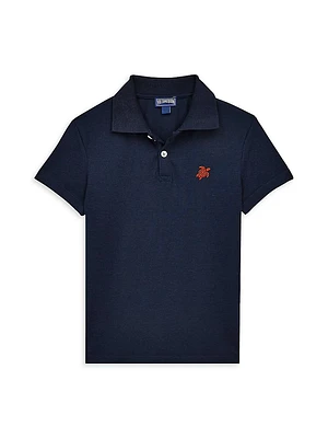 Little Boy's & Turtle-Embroidered Polo Shirt