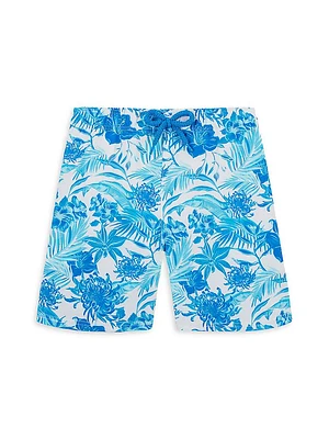 Little Boy's & Tahiti Flowers Stretch Swim Trunks