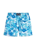 Little Boy's & Tahiti Flowers Stretch Swim Trunks