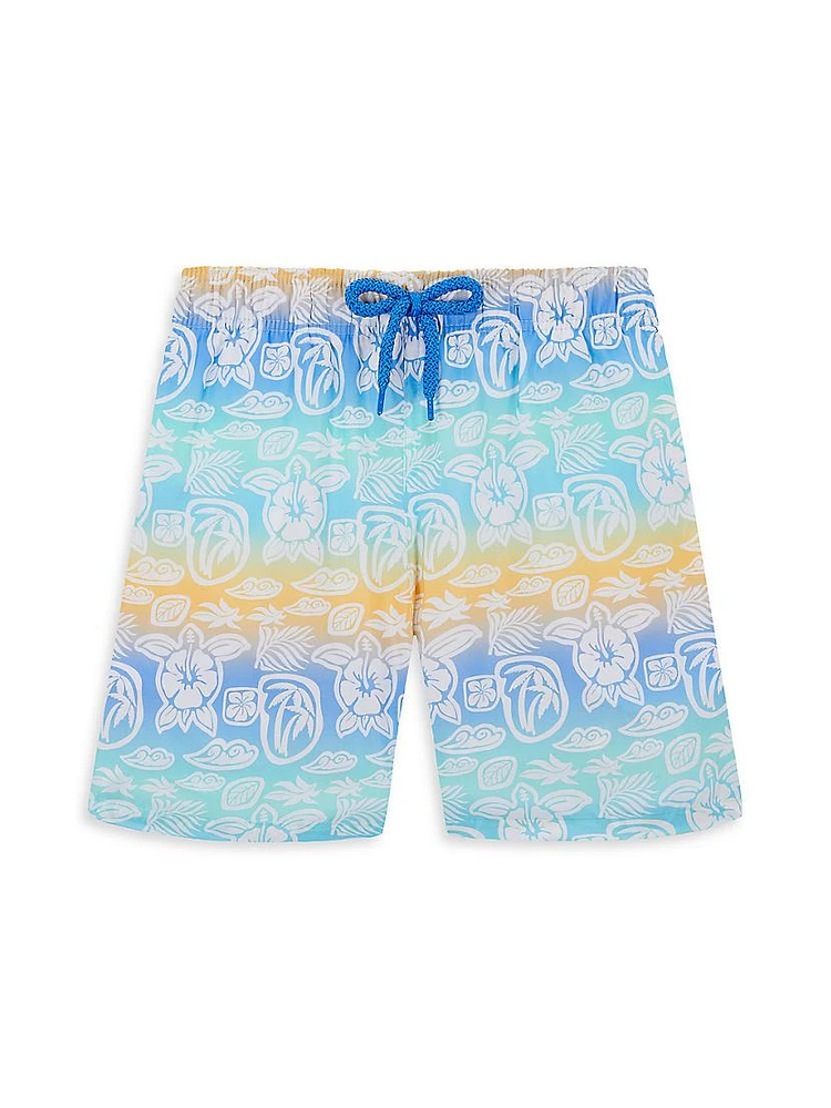 Little Boy's & Ombré Tahiti Turtles Swim Trunks