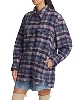 Harveli Wool-Blend Plaid Shacket