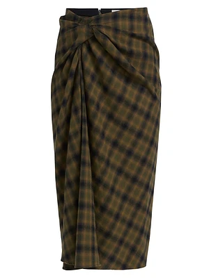 Tijuana Checked Cotton Midi-Skirt