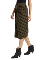 Tijuana Checked Cotton Midi-Skirt