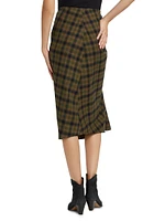 Tijuana Checked Cotton Midi-Skirt