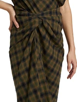 Tijuana Checked Cotton Midi-Skirt