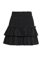 Naomi Smocked Ruffled Miniskirt