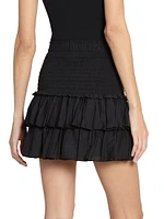 Naomi Smocked Ruffled Miniskirt