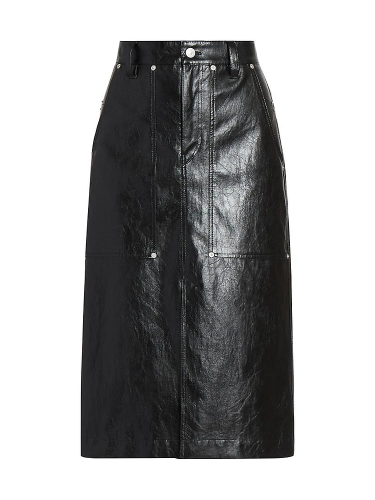 Angele Faux-Leather Midi-Skirt