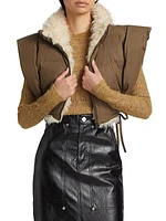 Hoodali Faux-Shearling Reversible Crop Vest