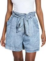 Pierine Chambray Belted Shorts