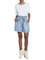 Pierine Chambray Belted Shorts