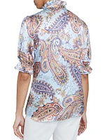 Ruffled Printed Silk Blouse