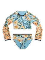 Little Girl's & Girl's Returning To The Roots Caramel Jardim Cropped Rashguard Bikini