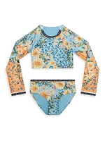 Little Girl's & Returning To The Roots Caramel Jardim Cropped Rashguard Bikini