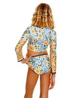 Little Girl's & Girl's Returning To The Roots Caramel Jardim Cropped Rashguard Bikini