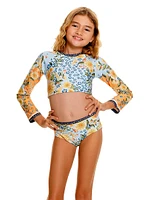 Little Girl's & Returning To The Roots Caramel Jardim Cropped Rashguard Bikini