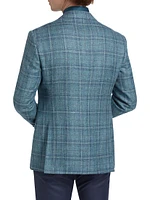 Plaid Silk-Blend Two-Button Blazer